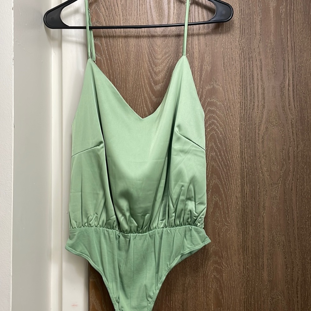 Sage green satin body suit. Brand new never worn